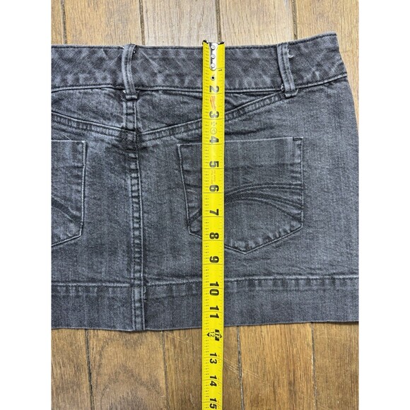Y2K Low Rise Micro Mini Skirt Black Faded Denim Decree Size 11 Brat Baddie - Picture 8 of 8